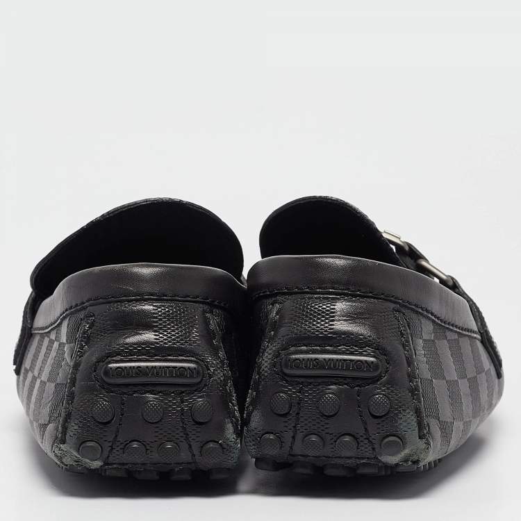 Pre Owned Louis Vuitton Black Leather Hockenheim Loafers Size 41