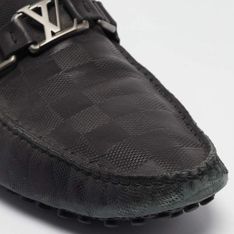 Pre Owned Louis Vuitton Black Leather Hockenheim Loafers Size 41