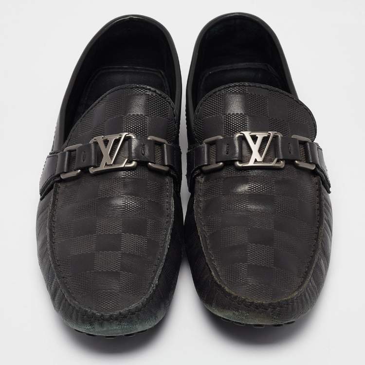 Pre Owned Louis Vuitton Black Leather Hockenheim Loafers Size 41