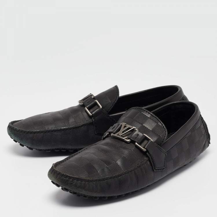 Pre Owned Louis Vuitton Black Leather Hockenheim Loafers Size 41