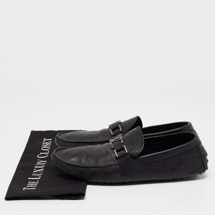 Pre Owned Louis Vuitton Black Leather Hockenheim Loafers Size 41