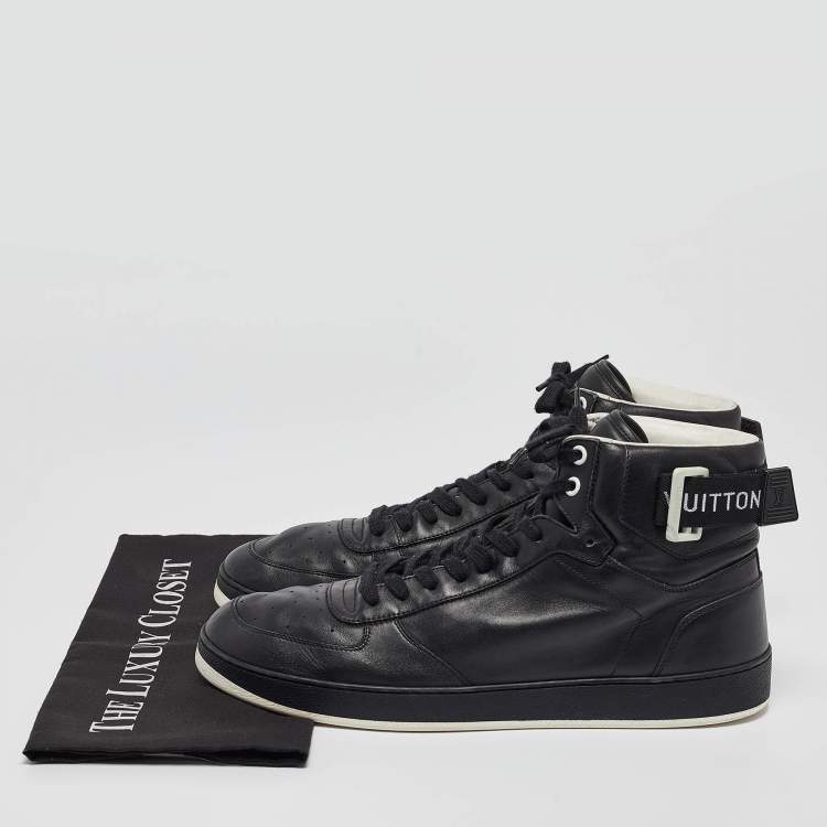 Pre Owned Louis Vuitton Black Leather High Top Sneakers Size 43