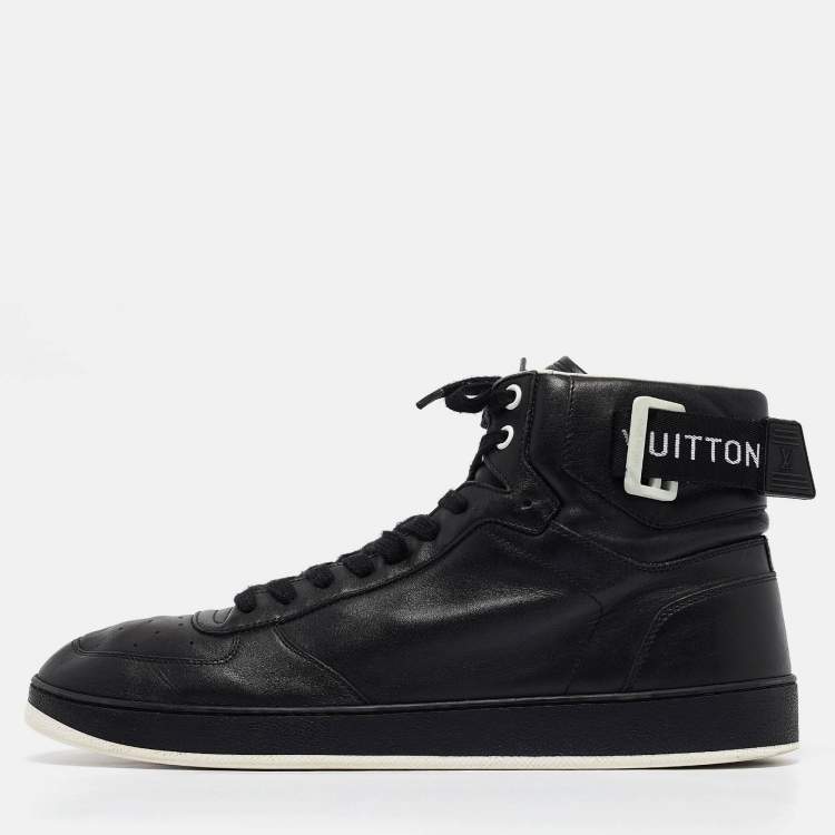 Pre Owned Louis Vuitton Black Leather High Top Sneakers Size 43