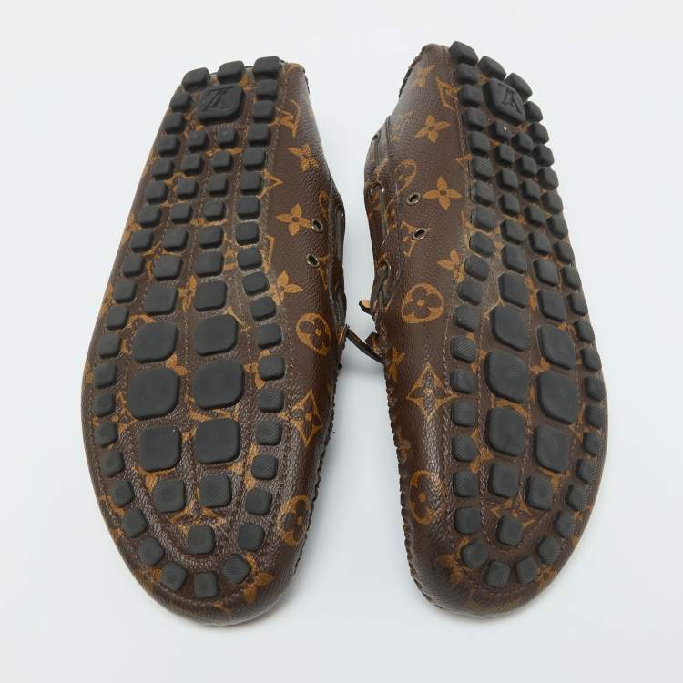 Pre Owned Louis Vuitton Brown Monogram Canvas Arizona Slip On Loafers Size 42