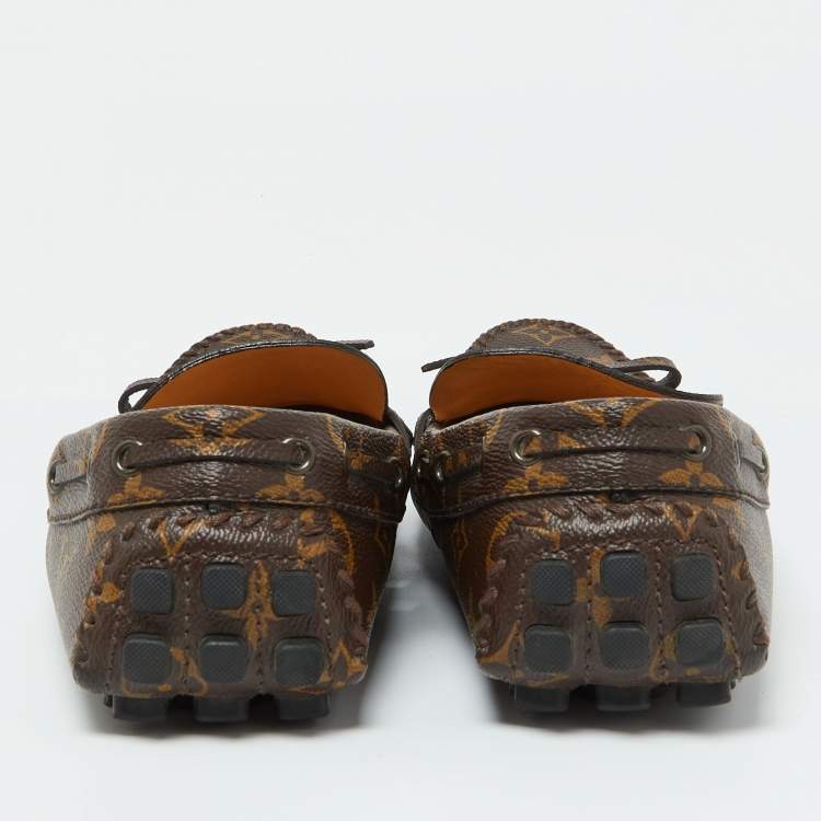 Pre Owned Louis Vuitton Brown Monogram Canvas Arizona Slip On Loafers Size 42