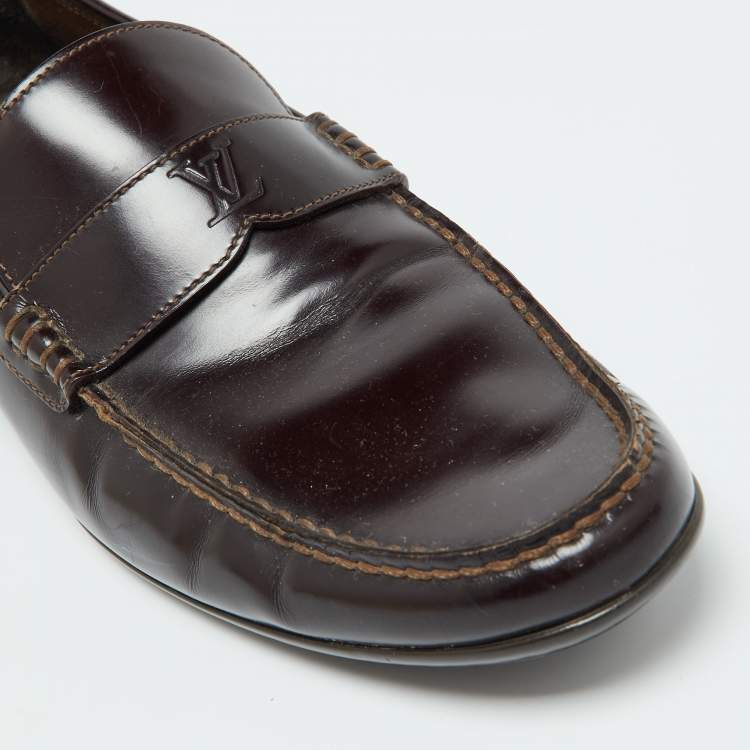 Pre Owned Louis Vuitton Brown Leather Loafers 42.5