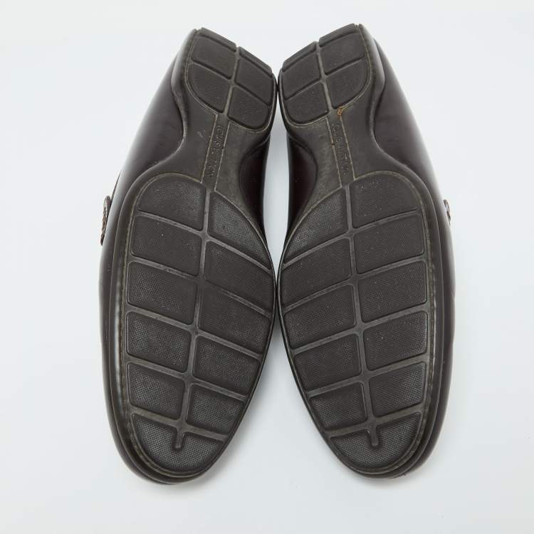 Pre Owned Louis Vuitton Brown Leather Loafers 42.5