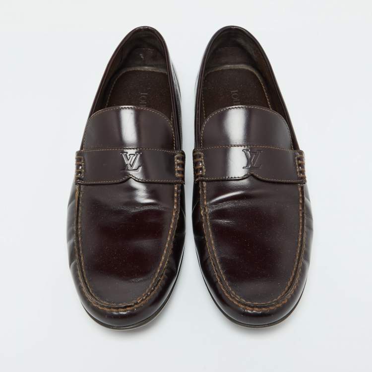 Pre Owned Louis Vuitton Brown Leather Loafers 42.5