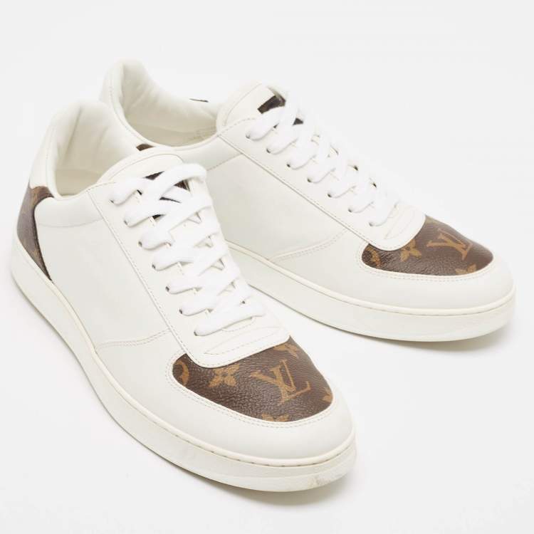 مملوكة مسبقًا Louis Vuitton White/Brown Monogram Canvas and Leather Rivoli Lace Up Sneakers Size 40.5