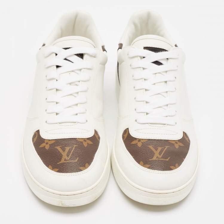 مملوكة مسبقًا Louis Vuitton White/Brown Monogram Canvas and Leather Rivoli Lace Up Sneakers Size 40.5