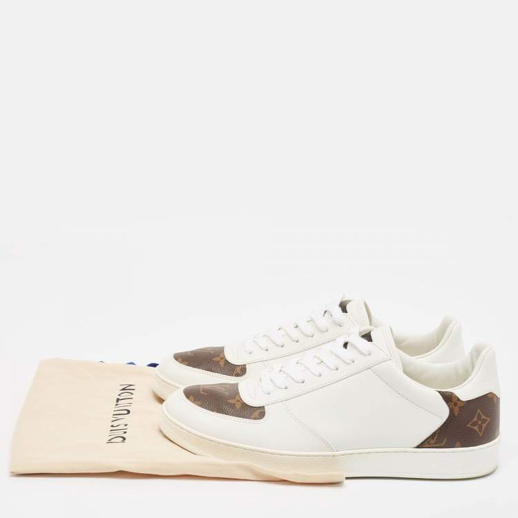 مملوكة مسبقًا Louis Vuitton White/Brown Monogram Canvas and Leather Rivoli Lace Up Sneakers Size 40.5
