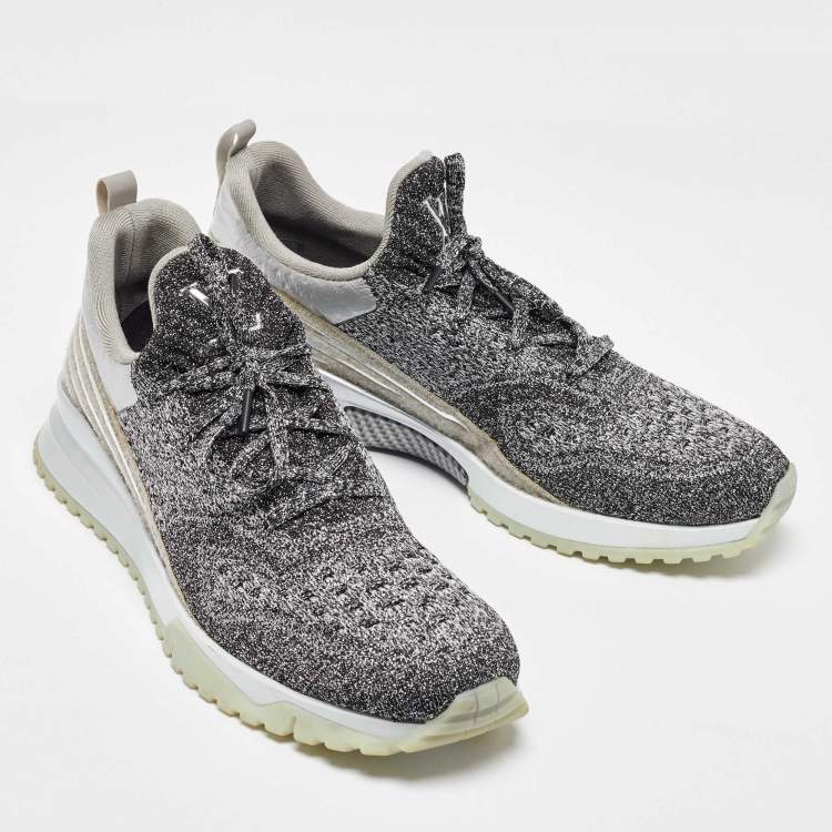 Pre Owned Louis Vuitton Silver/Black Knit Fabric V.N.R Sneakers Size 44