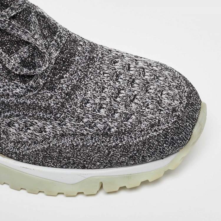 Pre Owned Louis Vuitton Silver/Black Knit Fabric V.N.R Sneakers Size 44