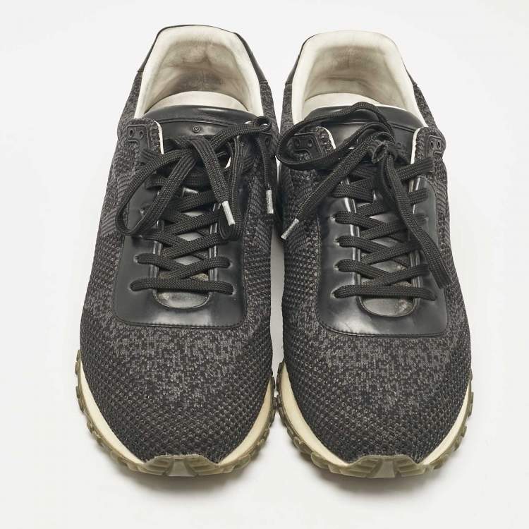 Pre Owned Louis Vuitton Black Canvas Leather Run Away Lace Up Sneakers Size 40