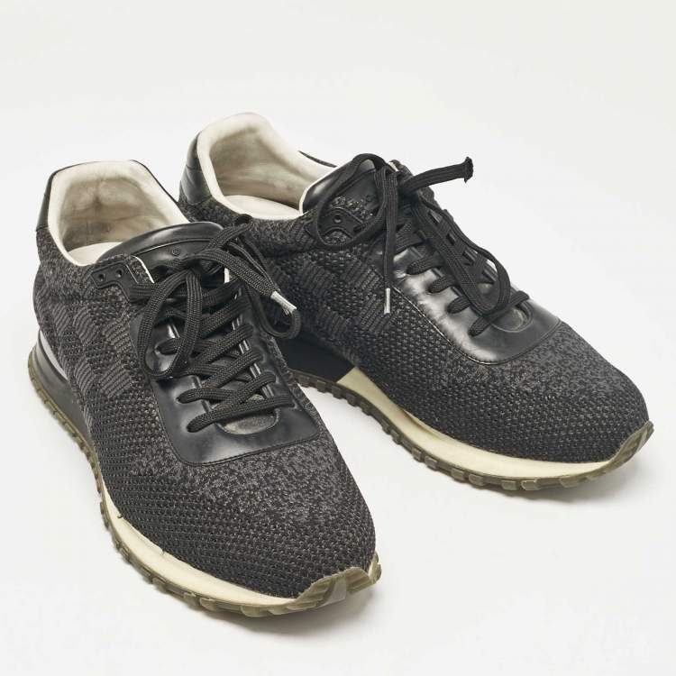Pre Owned Louis Vuitton Black Canvas Leather Run Away Lace Up Sneakers Size 40