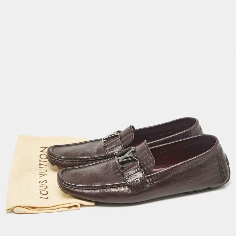 Pre Owned Louis Vuitton Burgundy Leather Monte Carlo Driver Loafers Size 43