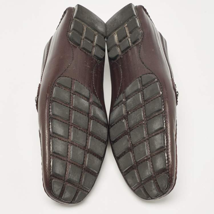 Pre Owned Louis Vuitton Burgundy Leather Monte Carlo Driver Loafers Size 43