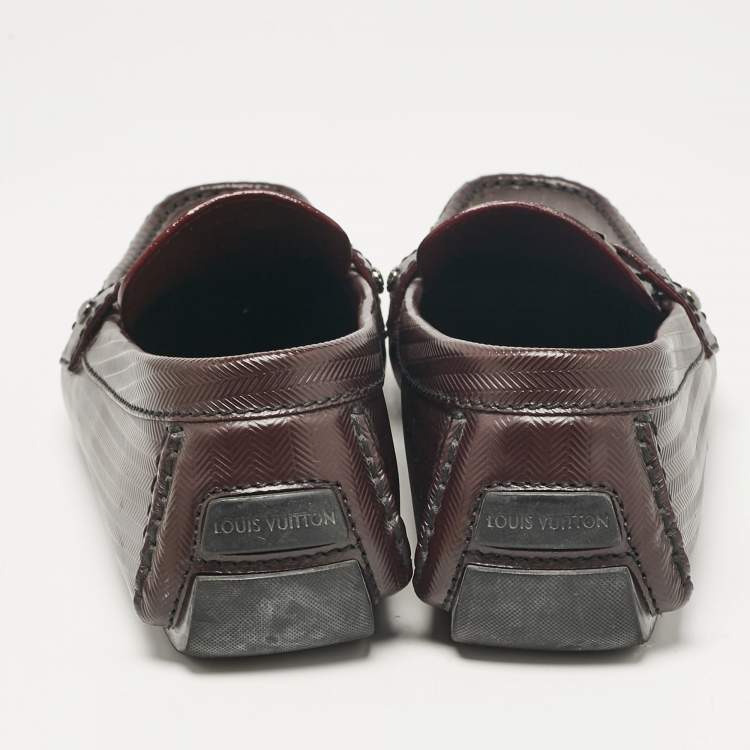 Pre Owned Louis Vuitton Burgundy Leather Monte Carlo Driver Loafers Size 43