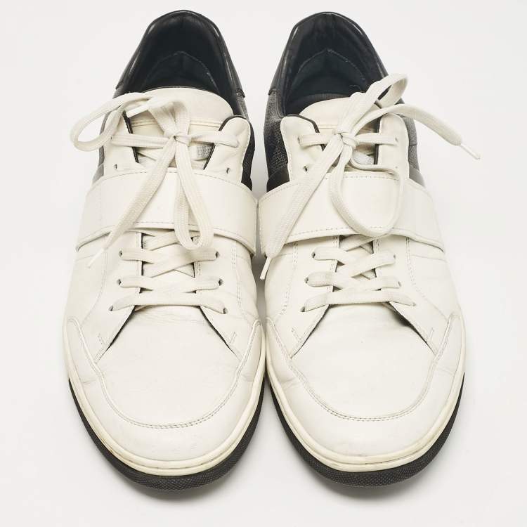 مملوكة مسبقًا Louis Vuitton White/Black Monogram Canvas and Leather Lace Up Sneakers Size 42.5