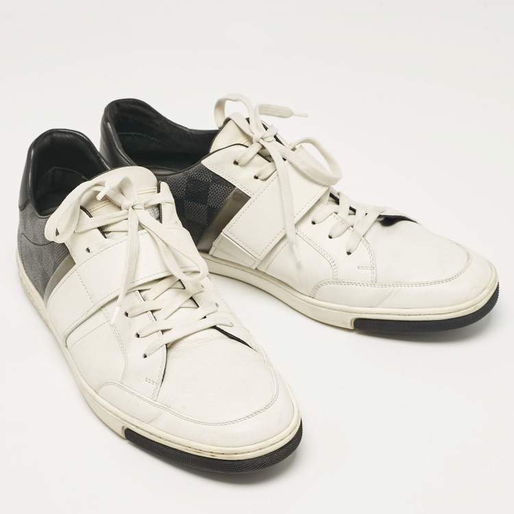 مملوكة مسبقًا Louis Vuitton White/Black Monogram Canvas and Leather Lace Up Sneakers Size 42.5