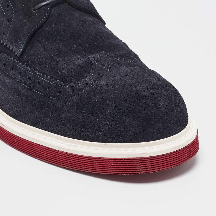 Pre Owned Louis Vuitton Black Nubuck Leather and Suede Derby Size 42.5