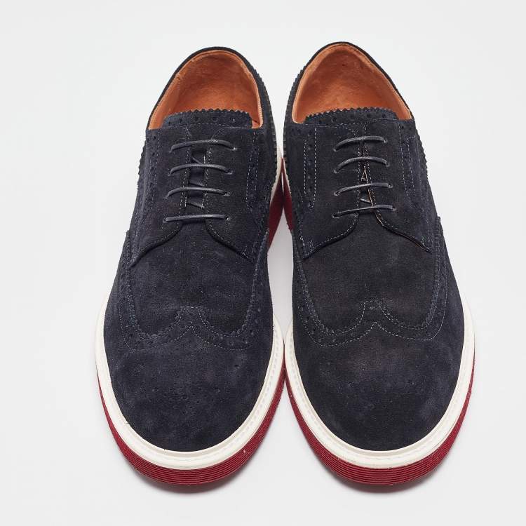 Pre Owned Louis Vuitton Black Nubuck Leather and Suede Derby Size 42.5