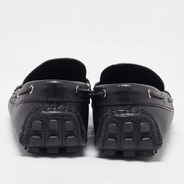 Pre Owned Louis Vuitton Black Epi Leather Braid Knot Detail Loafers Size 41.5