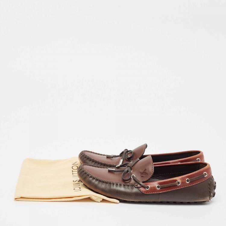Pre Owned Louis Vuitton Brown Leather Arizona Loafers Size 43