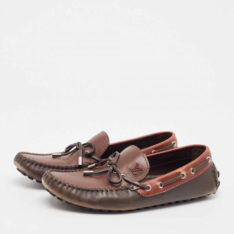 Pre Owned Louis Vuitton Brown Leather Arizona Loafers Size 43
