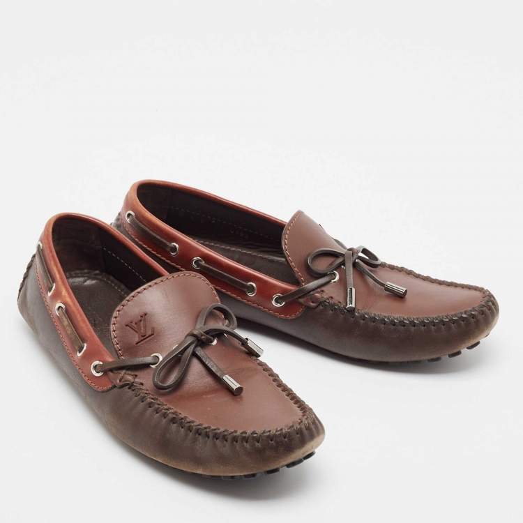 Pre Owned Louis Vuitton Brown Leather Arizona Loafers Size 43