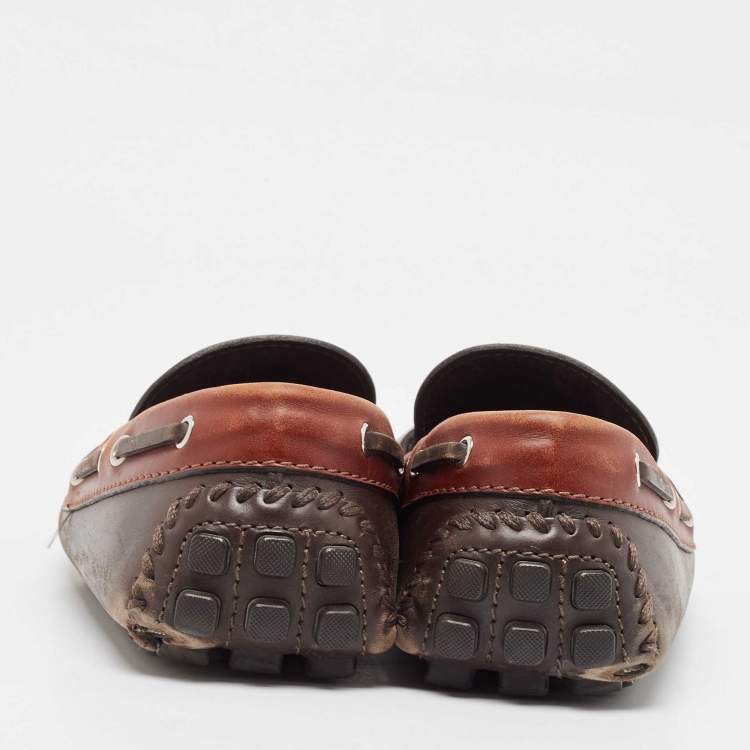 Pre Owned Louis Vuitton Brown Leather Arizona Loafers Size 43