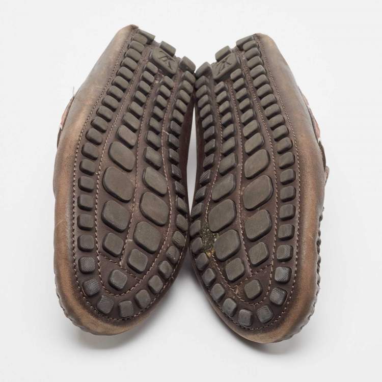 Pre Owned Louis Vuitton Brown Leather Arizona Loafers Size 43