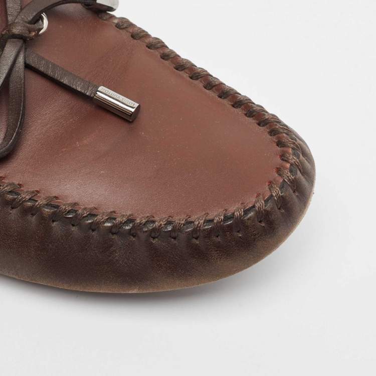 Pre Owned Louis Vuitton Brown Leather Arizona Loafers Size 43