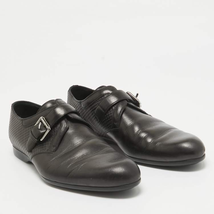 Pre Owned Louis Vuitton Black Leather Buckle Loafers Size 42.5