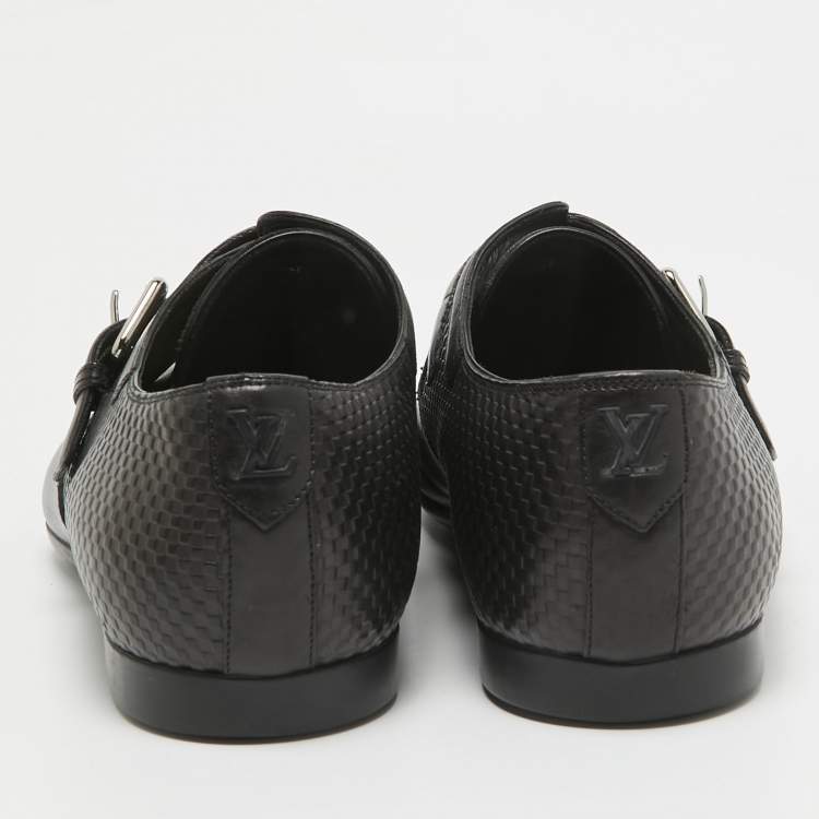 Pre Owned Louis Vuitton Black Leather Buckle Loafers Size 42.5