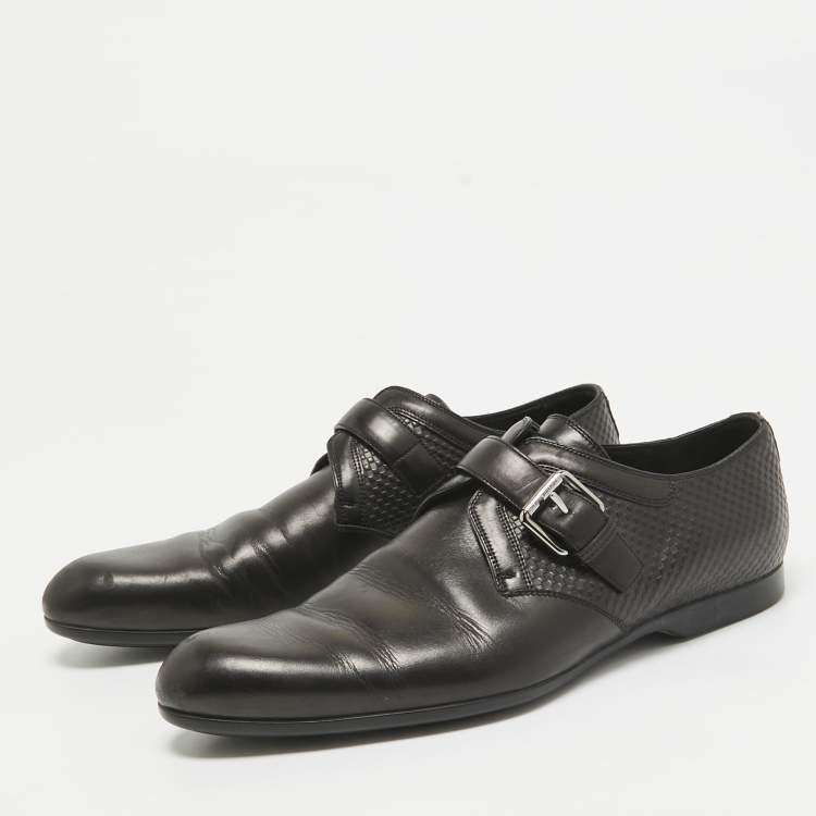 Pre Owned Louis Vuitton Black Leather Buckle Loafers Size 42.5