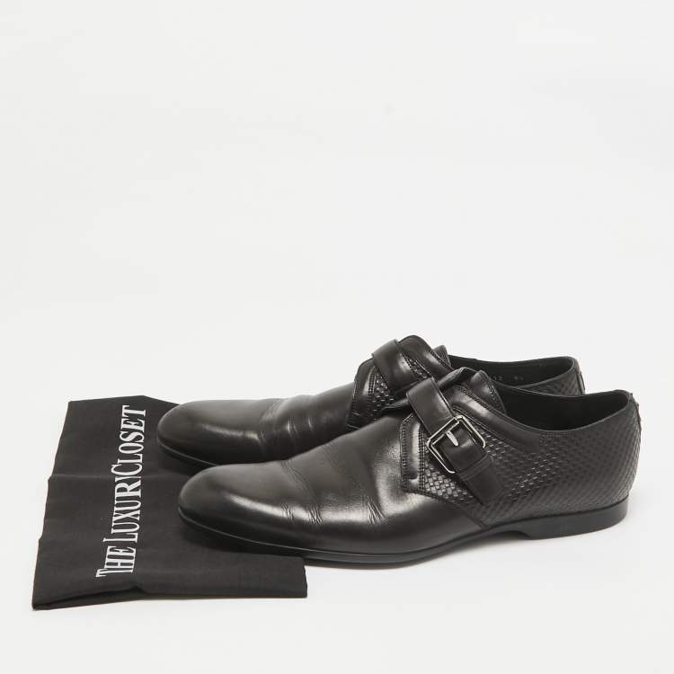 Pre Owned Louis Vuitton Black Leather Buckle Loafers Size 42.5