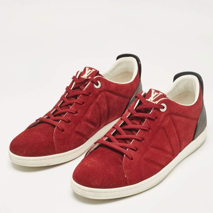 مملوكة مسبقًا Louis Vuitton Burgundy Leather Suede Lace Up Sneakers Size 43