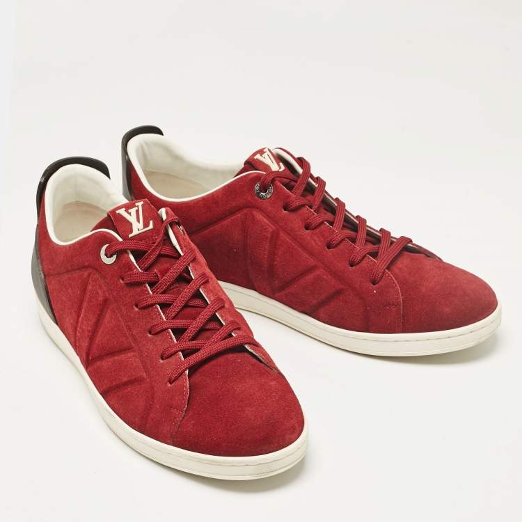 مملوكة مسبقًا Louis Vuitton Burgundy Leather Suede Lace Up Sneakers Size 43
