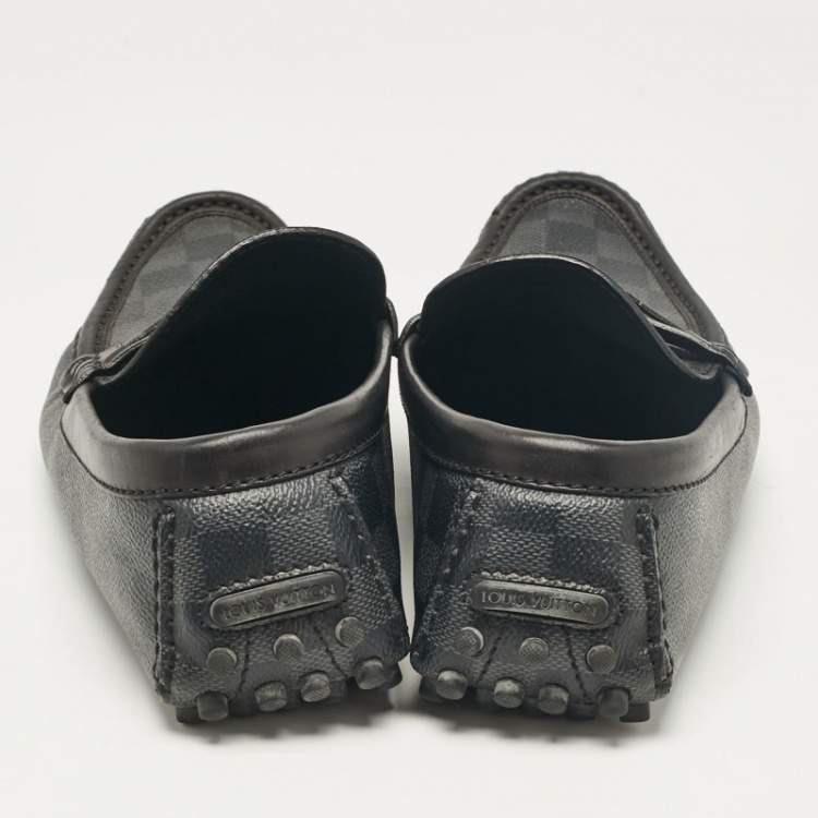 Pre Owned Louis Vuitton Grey/Black Damier Ebene Canvas Hockenheim Loafers Size 42