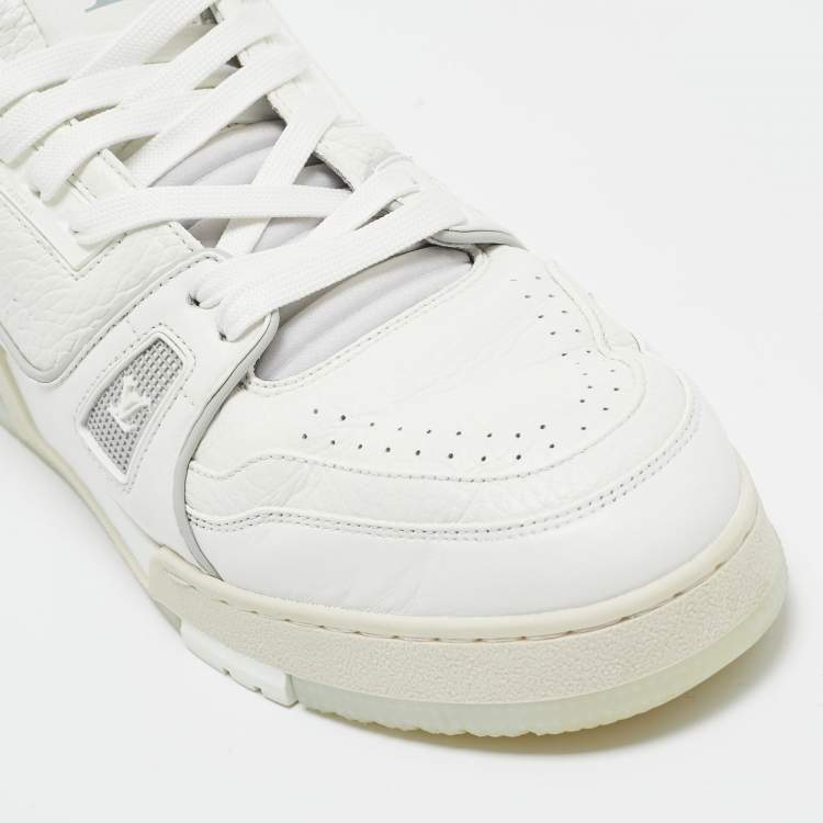 Pre Owned Louis Vuitton White Leather LV Trainer Lace Up Sneakers Size 42