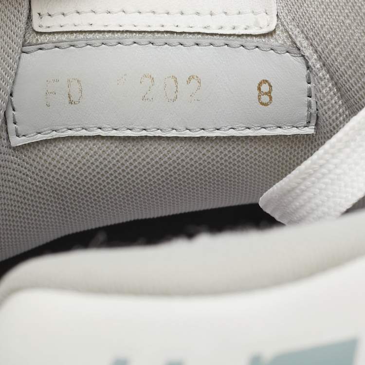 Pre Owned Louis Vuitton White Leather LV Trainer Lace Up Sneakers Size 42