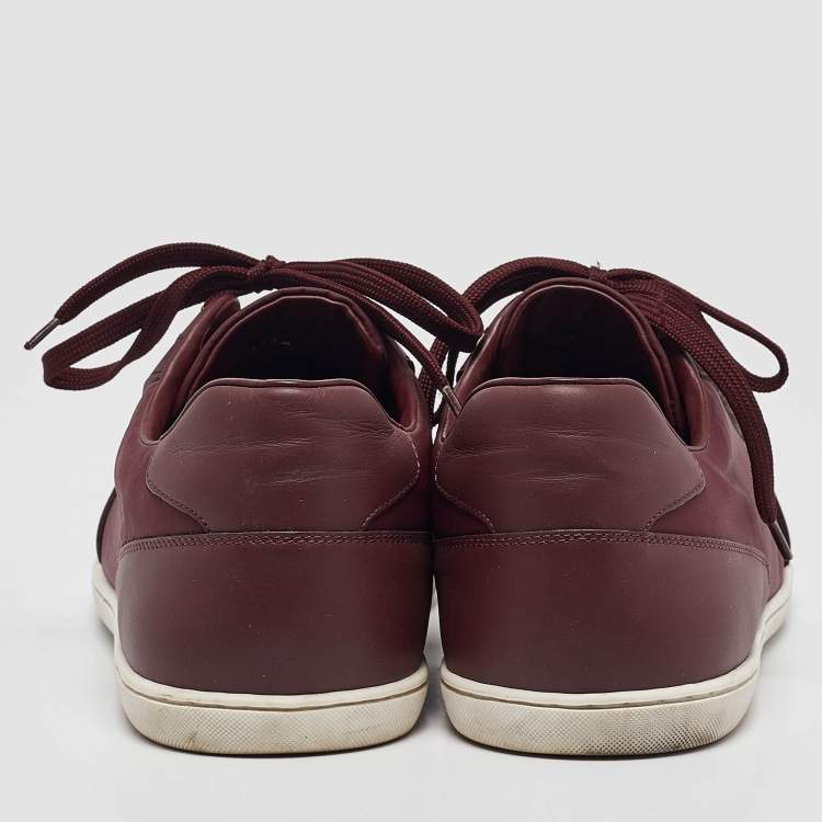 Pre Owned Louis Vuitton Burgundy Leather Victoire Lace Up Sneakers Size 44