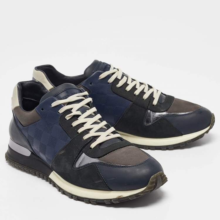 Pre Owned Louis Vuitton Multicolor Leather and  Nubuck Leather Run Away Lace Up Sneakers Size 41.5