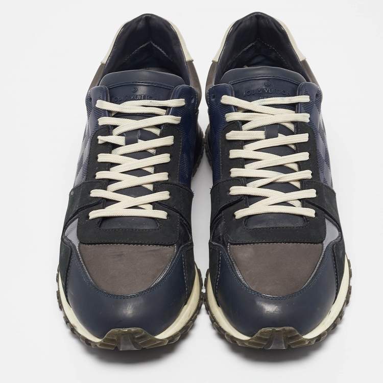 Pre Owned Louis Vuitton Multicolor Leather and  Nubuck Leather Run Away Lace Up Sneakers Size 41.5