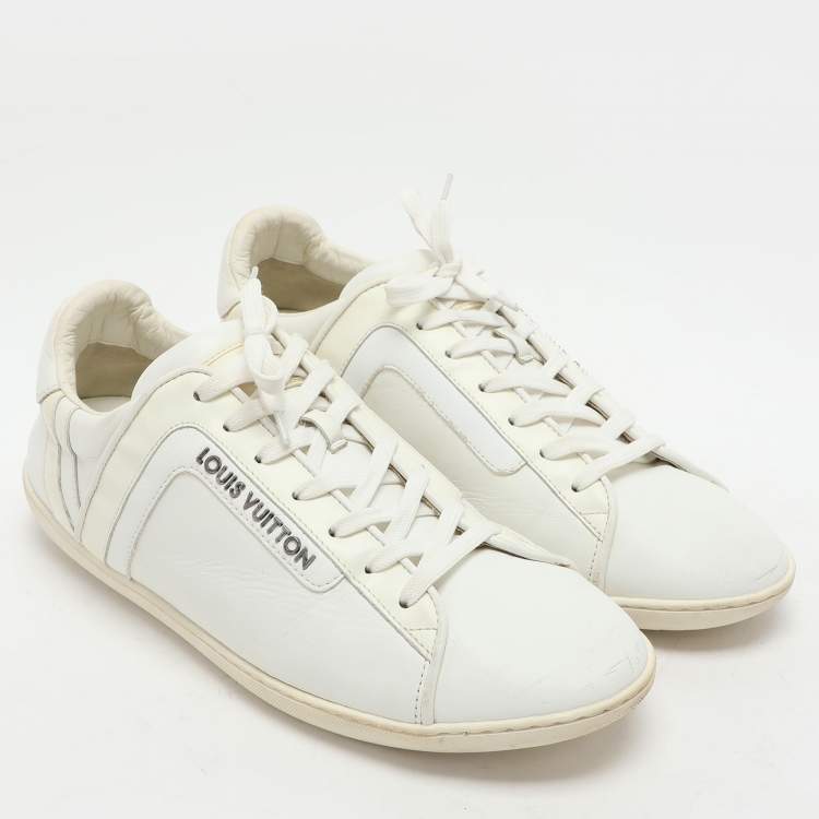 Pre Owned Louis Vuitton White Leather Low Top Sneakers Size 42.5