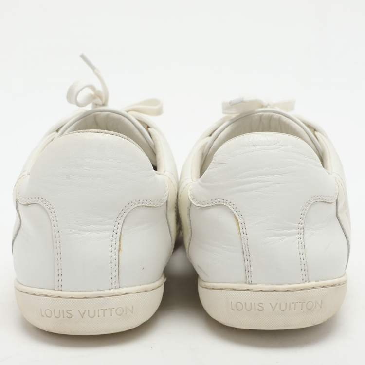 Pre Owned Louis Vuitton White Leather Low Top Sneakers Size 42.5