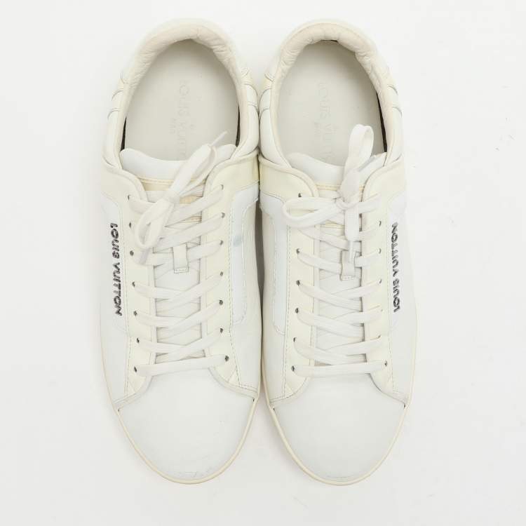 Pre Owned Louis Vuitton White Leather Low Top Sneakers Size 42.5