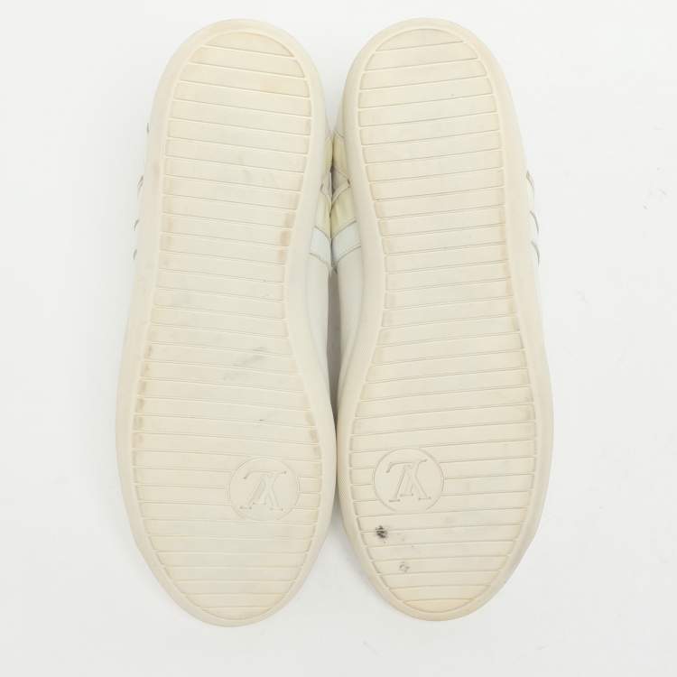 Pre Owned Louis Vuitton White Leather Low Top Sneakers Size 42.5