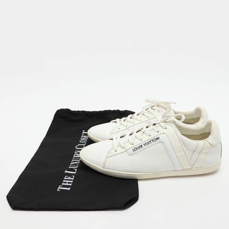 Pre Owned Louis Vuitton White Leather Low Top Sneakers Size 42.5